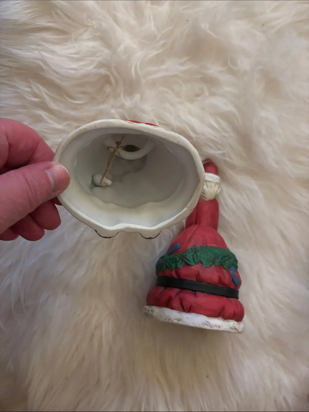 Pair of Red Santa Holiday Bells with Green Accents - Picture 3 of 4